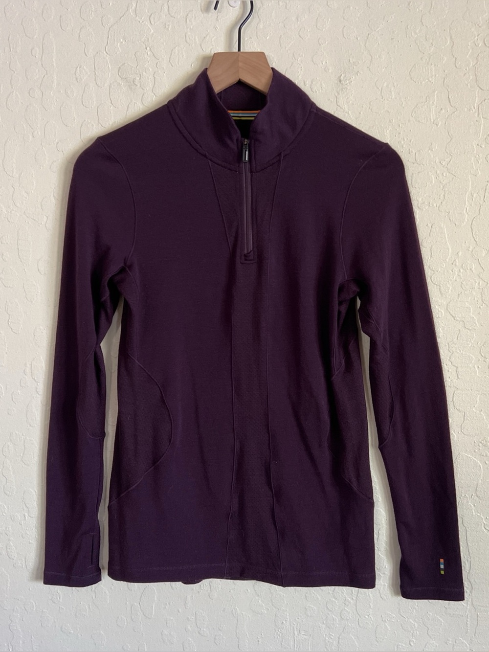 Smartwool Merino Wool 1/4 Zip Mock Neck Long Sleeve Base Layer Shirt Top Small